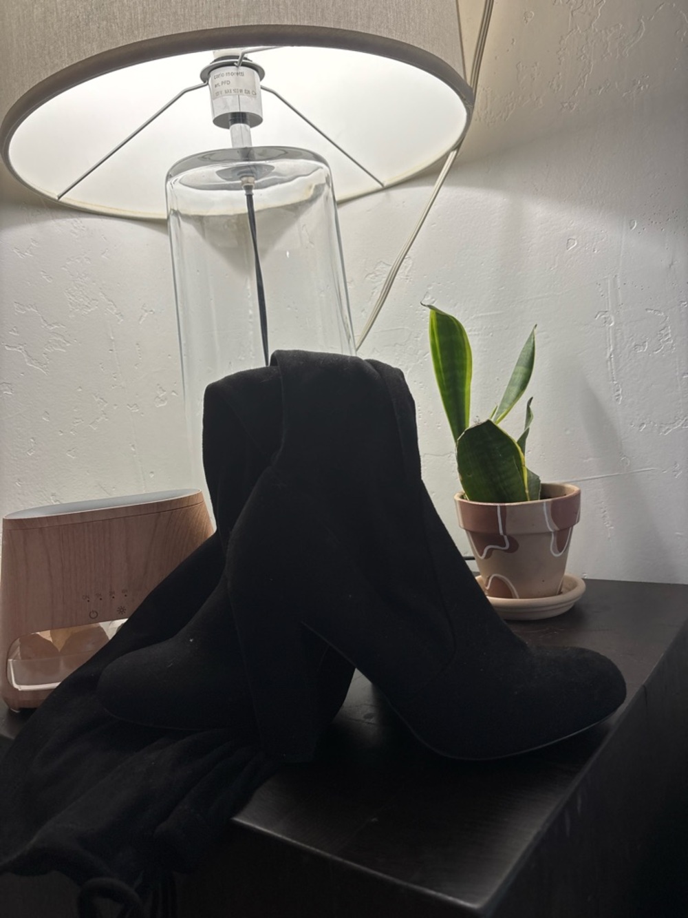 Black Women's Suede Block Heel Ankle Boots